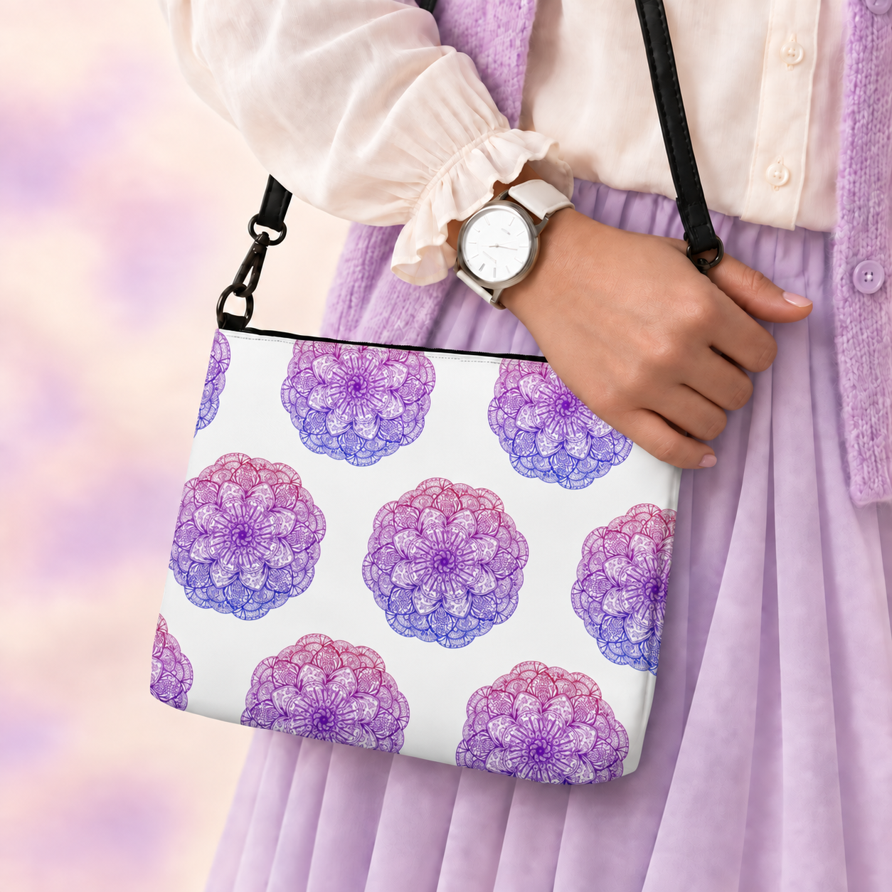 Lavender Mandala Crossbody Bag - Image 7