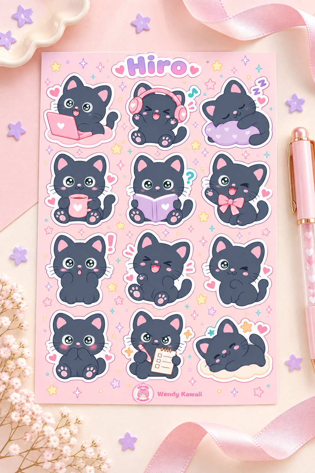 Hiro Cat Mood Sticker Sheet - Image 2