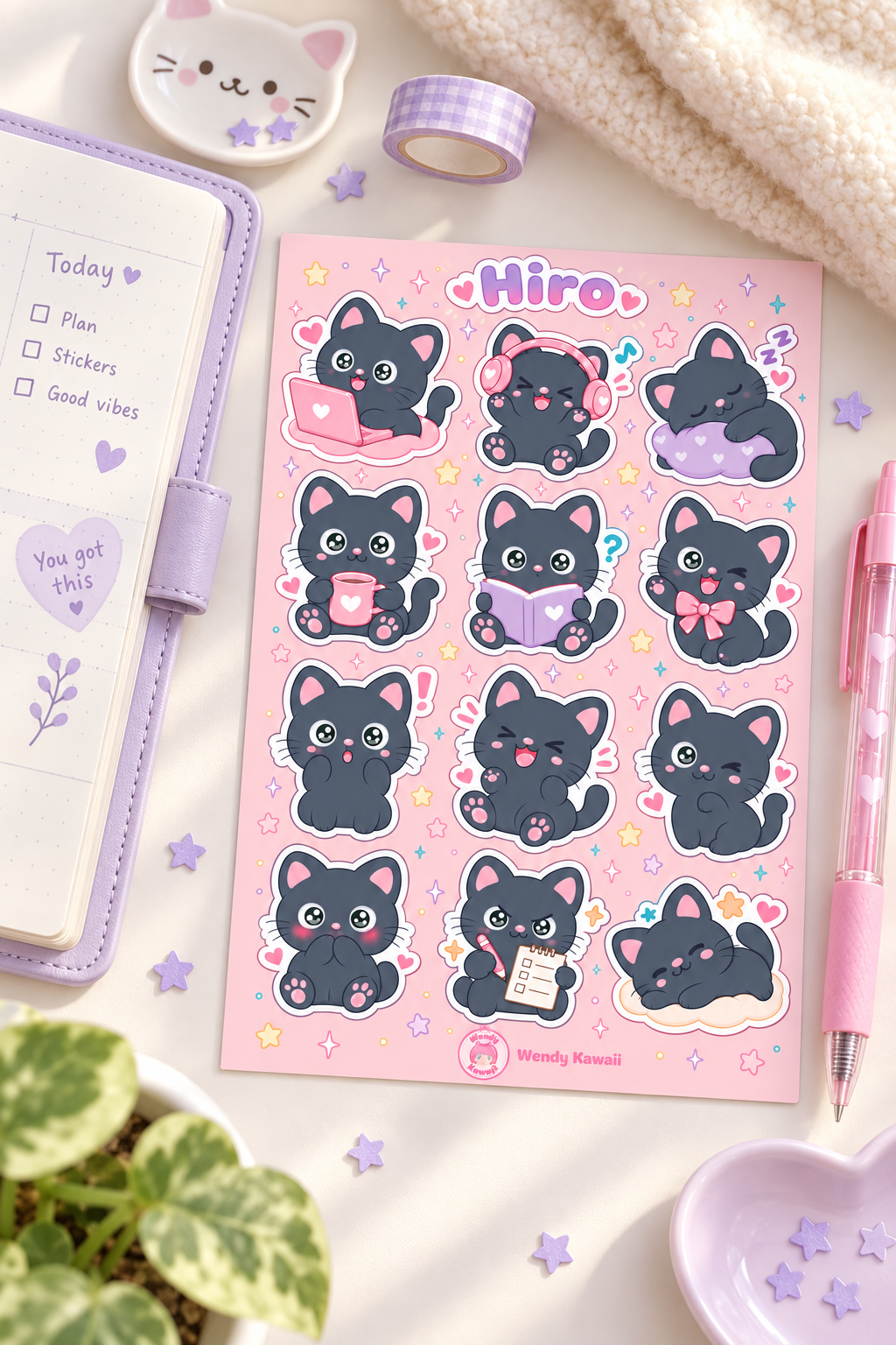Hiro Cat Mood Sticker Sheet - Image 3