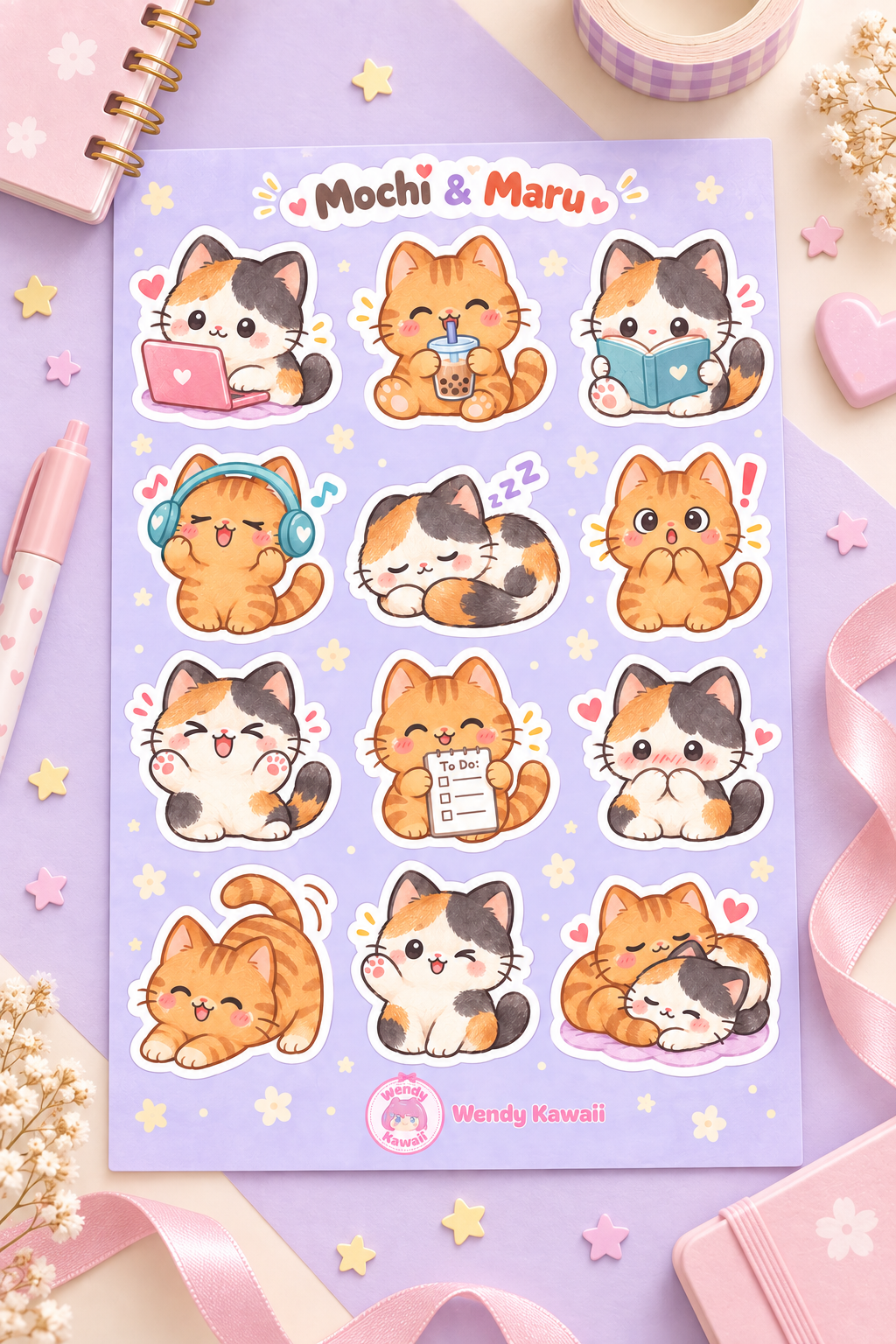 Mochi & Maru Storybook Sticker Sheet