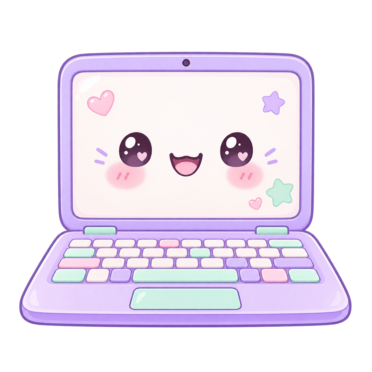 Smiling kawaii laptop icon