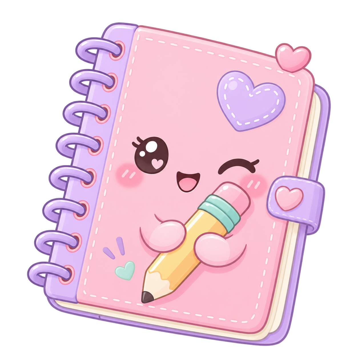 Smiling kawaii notebook icon